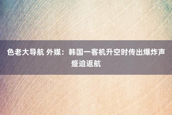 色老大导航 外媒：韩国一客机升空时传出爆炸声蹙迫返航