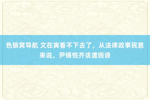 色狼窝导航 文在寅看不下去了，从法律政事民意来说，尹锡悦齐该遭毁谤