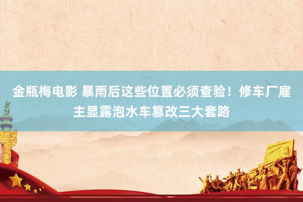 金瓶梅电影 暴雨后这些位置必须查验！修车厂雇主显露泡水车篡改三大套路