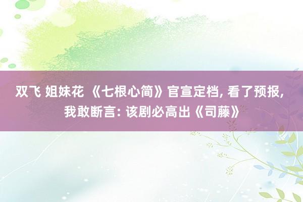 双飞 姐妹花 《七根心简》官宣定档, 看了预报, 我敢断言: 该剧必高出《司藤》