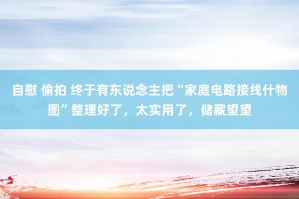 自慰 偷拍 终于有东说念主把“家庭电路接线什物图”整理好了，太实用了，储藏望望