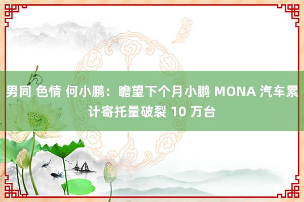 男同 色情 何小鹏：瞻望下个月小鹏 MONA 汽车累计寄托量破裂 10 万台